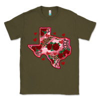 Army Green valentine' s day texas map with roses Classic Tee - RanaPortraitStore