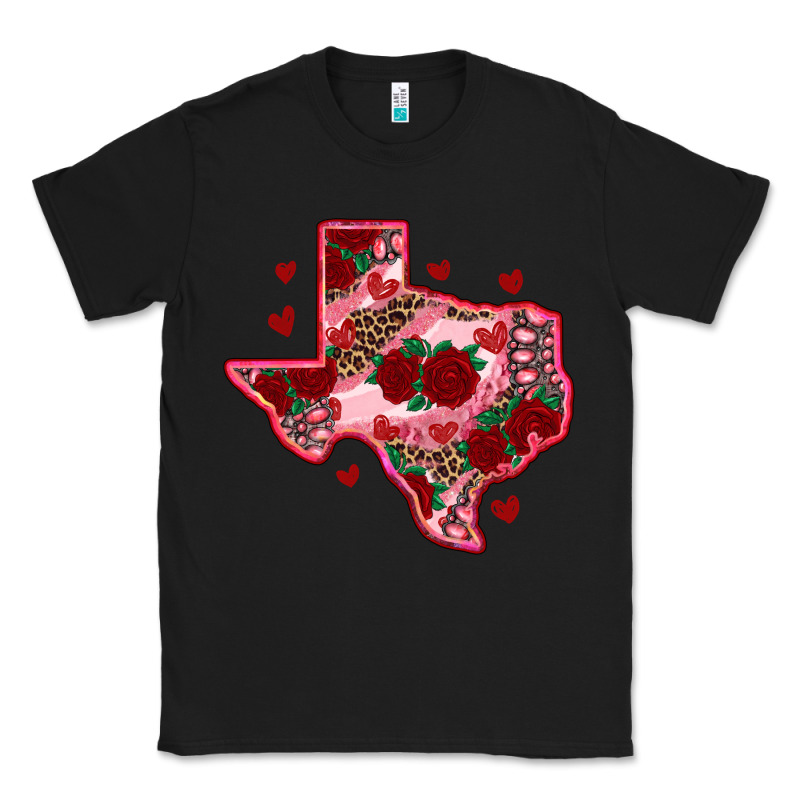 Valentine' S Day Texas Map With Roses Classic Tee by RanaPortraitStore | Teevron