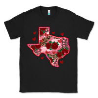 Black valentine' s day texas map with roses Classic Tee - RanaPortraitStore