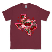 Burgundy valentine' s day texas map with roses Classic Tee - RanaPortraitStore