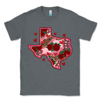 Charcoal Heather valentine' s day texas map with roses Classic Tee - RanaPortraitStore