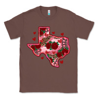Chestnut valentine' s day texas map with roses Classic Tee - RanaPortraitStore