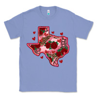 Colony Blue valentine' s day texas map with roses Classic Tee - RanaPortraitStore