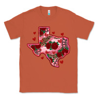 Copper valentine' s day texas map with roses Classic Tee - RanaPortraitStore