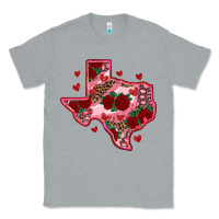 Heather Grey valentine' s day texas map with roses Classic Tee - RanaPortraitStore
