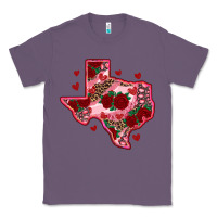 Lavender valentine' s day texas map with roses Classic Tee - RanaPortraitStore