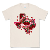 Natural valentine' s day texas map with roses Classic Tee - RanaPortraitStore