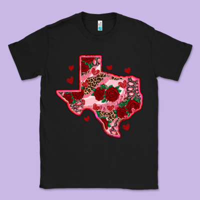Valentine' S Day Texas Map With Roses Classic Tee Designed By Ranaportraitstore