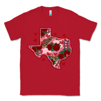 Red valentine' s day texas map with roses Classic Tee - RanaPortraitStore