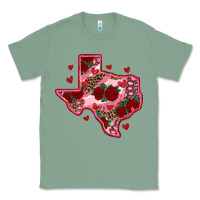 Sage valentine' s day texas map with roses Classic Tee - RanaPortraitStore