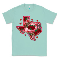 Seafoam valentine' s day texas map with roses Classic Tee - RanaPortraitStore