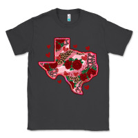 Smoke valentine' s day texas map with roses Classic Tee - RanaPortraitStore