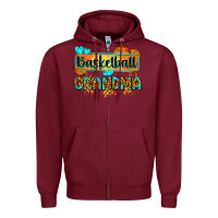 Burgundy basketball grandma with leopard Zipper Hoodie - Zillion Design Studio