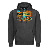 Charcoal Heather basketball grandma with leopard Zipper Hoodie - Zillion Design Studio