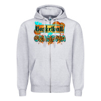 Heather Grey basketball grandma with leopard Zipper Hoodie - Zillion Design Studio