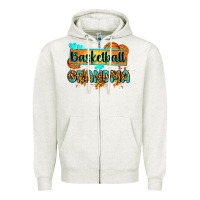 Oatmeal Heather basketball grandma with leopard Zipper Hoodie - Zillion Design Studio