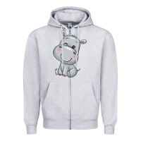 Heather Grey hippo Zipper Hoodie - texasbilliewilder
