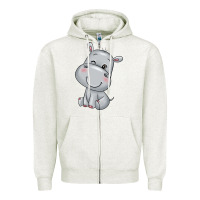 Oatmeal Heather hippo Zipper Hoodie - texasbilliewilder
