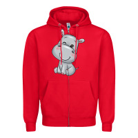 Red hippo Zipper Hoodie - texasbilliewilder