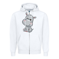 White hippo Zipper Hoodie - texasbilliewilder