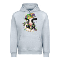 Heather Grey mardi gras cow Urban Hoodie - MaliasSmallBusiness