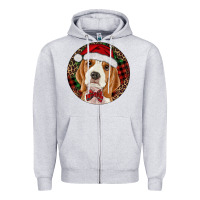 Heather Grey beagle christmas ornament Zipper Hoodie - RanaPortraitStore