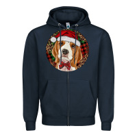 Navy beagle christmas ornament Zipper Hoodie - RanaPortraitStore