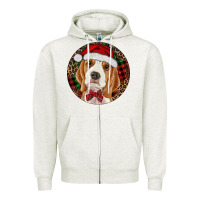 Oatmeal Heather beagle christmas ornament Zipper Hoodie - RanaPortraitStore