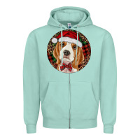 Seafoam beagle christmas ornament Zipper Hoodie - RanaPortraitStore