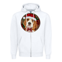 White beagle christmas ornament Zipper Hoodie - RanaPortraitStore