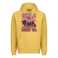 Antique Gold girls like monster trucks too Premium Hoodie - MaliasSmallBusiness