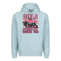 Blue Mist girls like monster trucks too Premium Hoodie - MaliasSmallBusiness