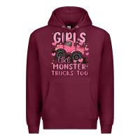 Burgundy girls like monster trucks too Premium Hoodie - MaliasSmallBusiness
