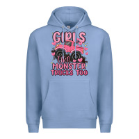 Colony Blue girls like monster trucks too Premium Hoodie - MaliasSmallBusiness