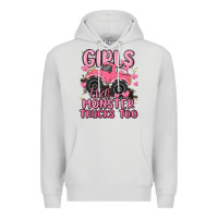 Dove Grey girls like monster trucks too Premium Hoodie - MaliasSmallBusiness