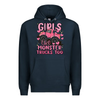 Navy girls like monster trucks too Premium Hoodie - MaliasSmallBusiness
