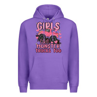 Purple girls like monster trucks too Premium Hoodie - MaliasSmallBusiness
