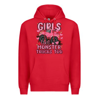 Red girls like monster trucks too Premium Hoodie - MaliasSmallBusiness