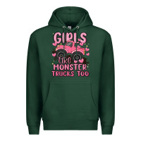 Sports Green girls like monster trucks too Premium Hoodie - MaliasSmallBusiness
