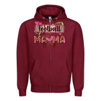 Burgundy football mama with leopard Zipper Hoodie - Zillion Design Studio