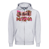 Heather Grey football mama with leopard Zipper Hoodie - Zillion Design Studio