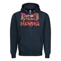 Navy football mama with leopard Zipper Hoodie - Zillion Design Studio