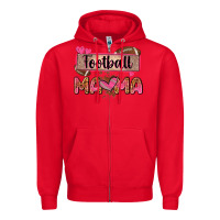 Red football mama with leopard Zipper Hoodie - Zillion Design Studio