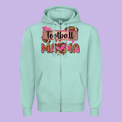 Football Mama With Leopard Zipper Hoodie Designed By Zillion Design Studio