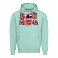 Seafoam football mama with leopard Zipper Hoodie - Zillion Design Studio