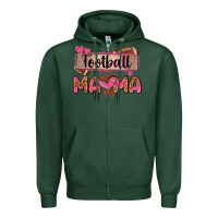 Sports Green football mama with leopard Zipper Hoodie - Zillion Design Studio