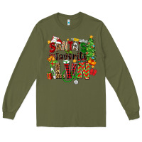 Army Green santa's favorite lvn Long Sleeve Tee - Zillion Design Studio