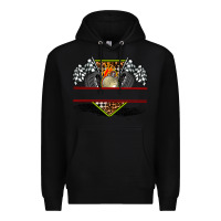 Black race flag and race equipment Premium Hoodie - AdoDesignShop