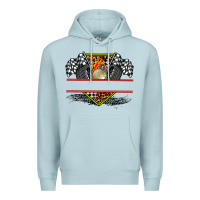 Blue Mist race flag and race equipment Premium Hoodie - AdoDesignShop