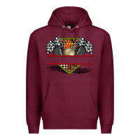Burgundy race flag and race equipment Premium Hoodie - AdoDesignShop